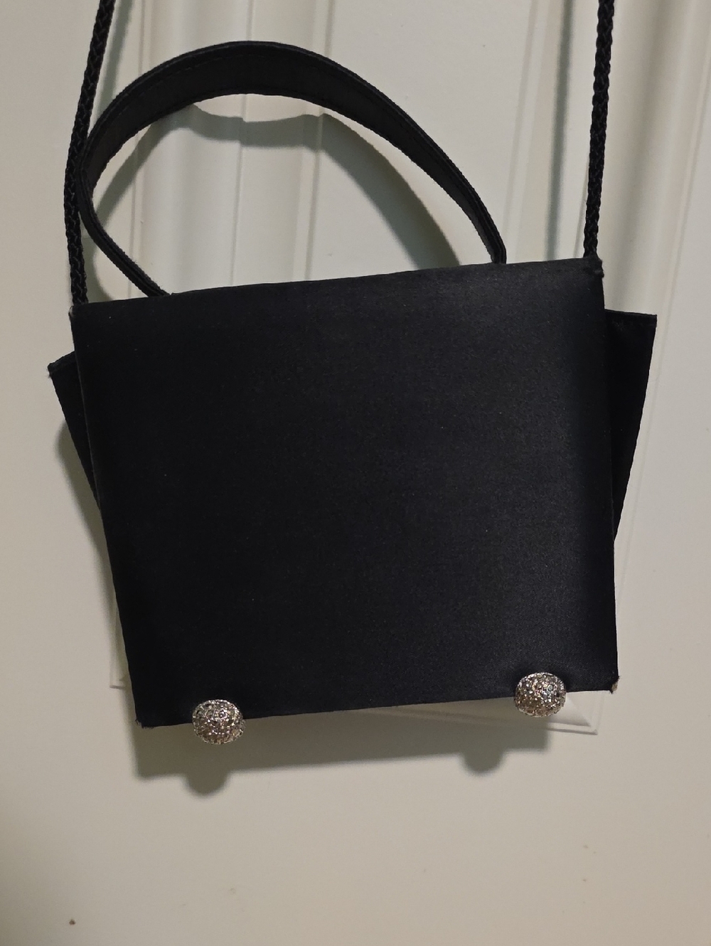 Black Women's Evening Shoulder Bag with Rhinestone Accents